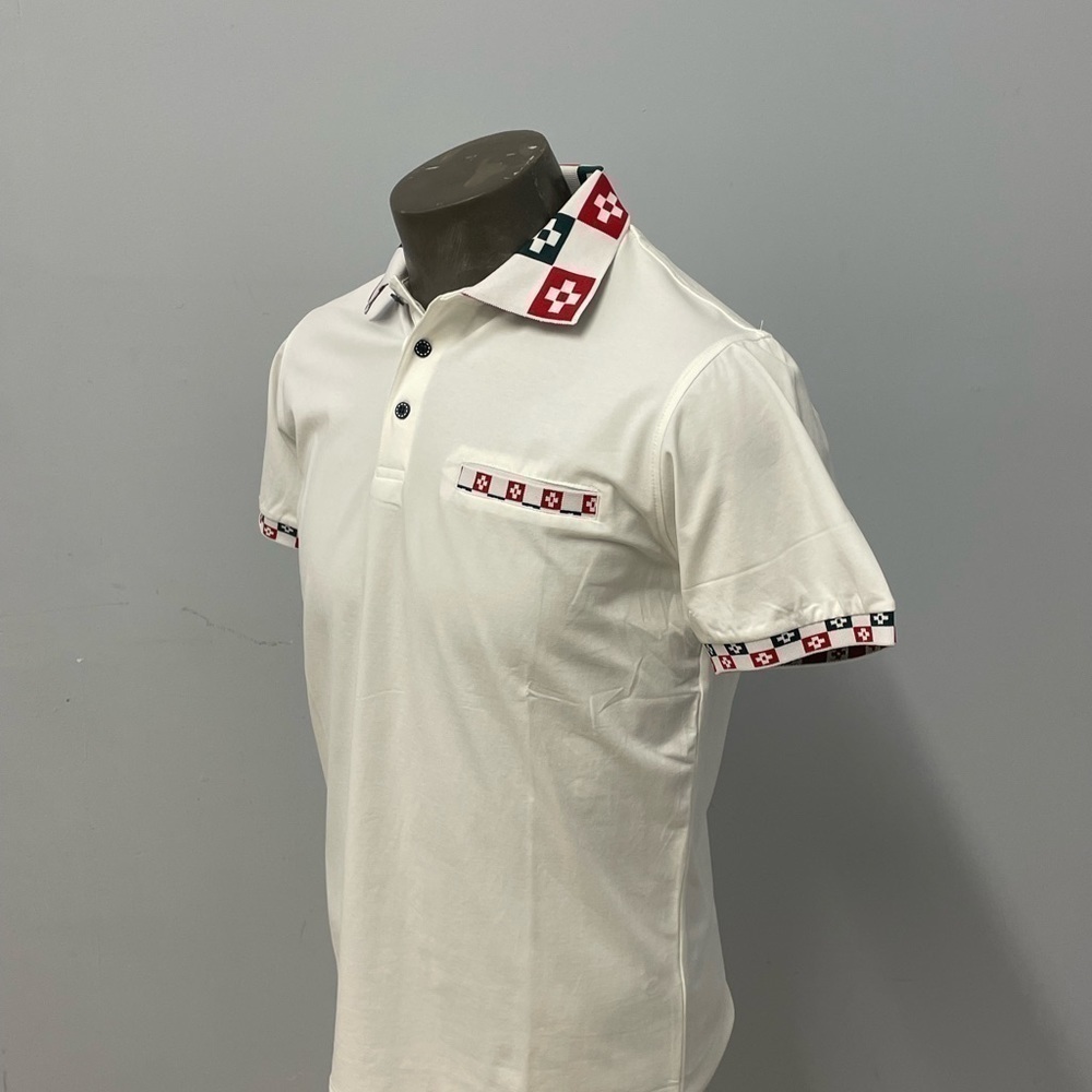 Deniko shirt polo white modern fit 3 button top - Picture 2 of 3